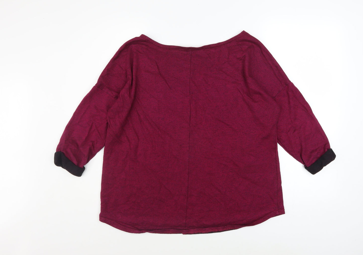 H&M Women Burgundy 3/4 Sleeve Pullover Sweatshirt Size L