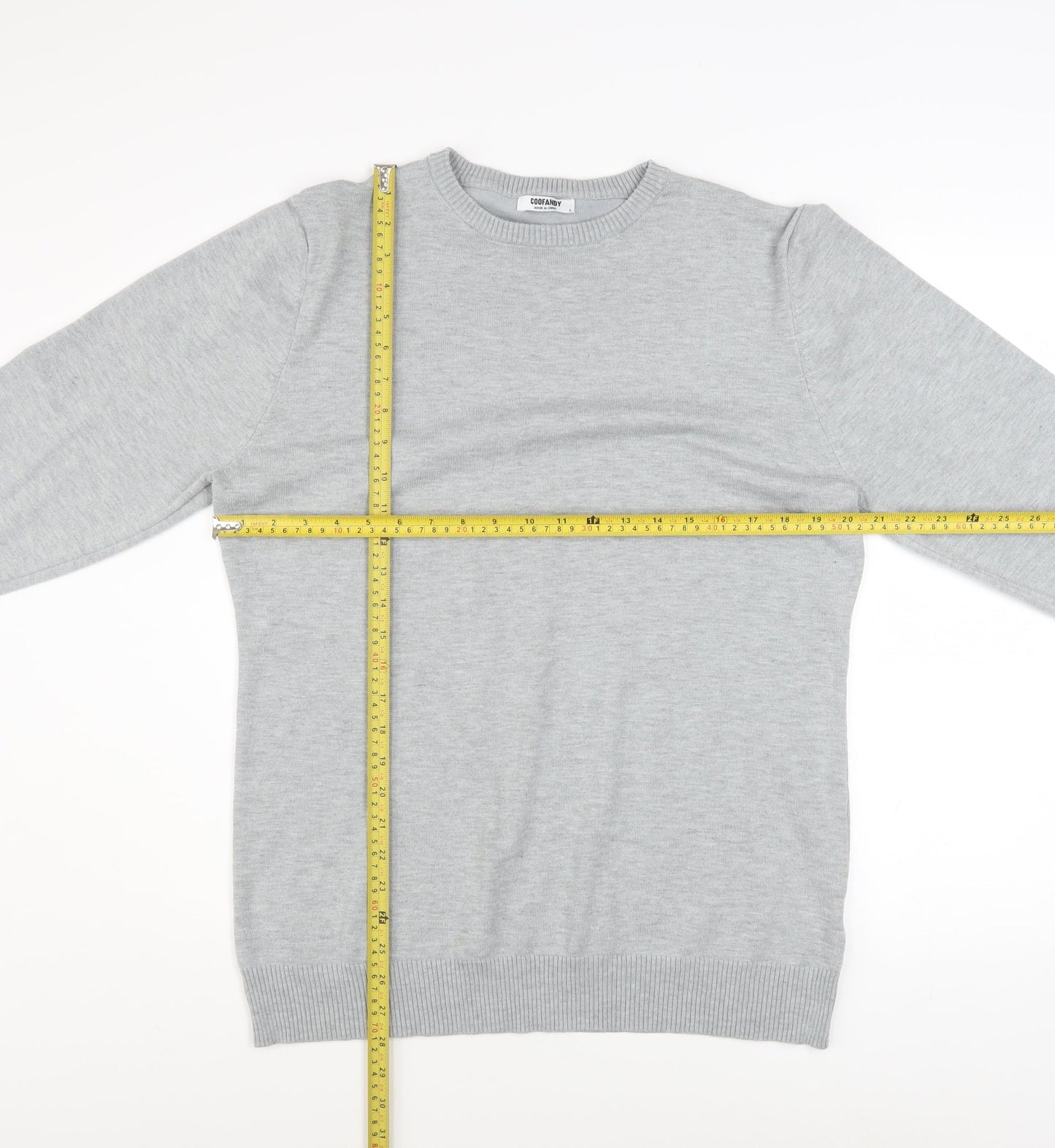 COOFANDY Men's Grey L Crew Neck Pullover Knit Jumper