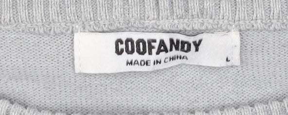 COOFANDY Men's Grey L Crew Neck Pullover Knit Jumper