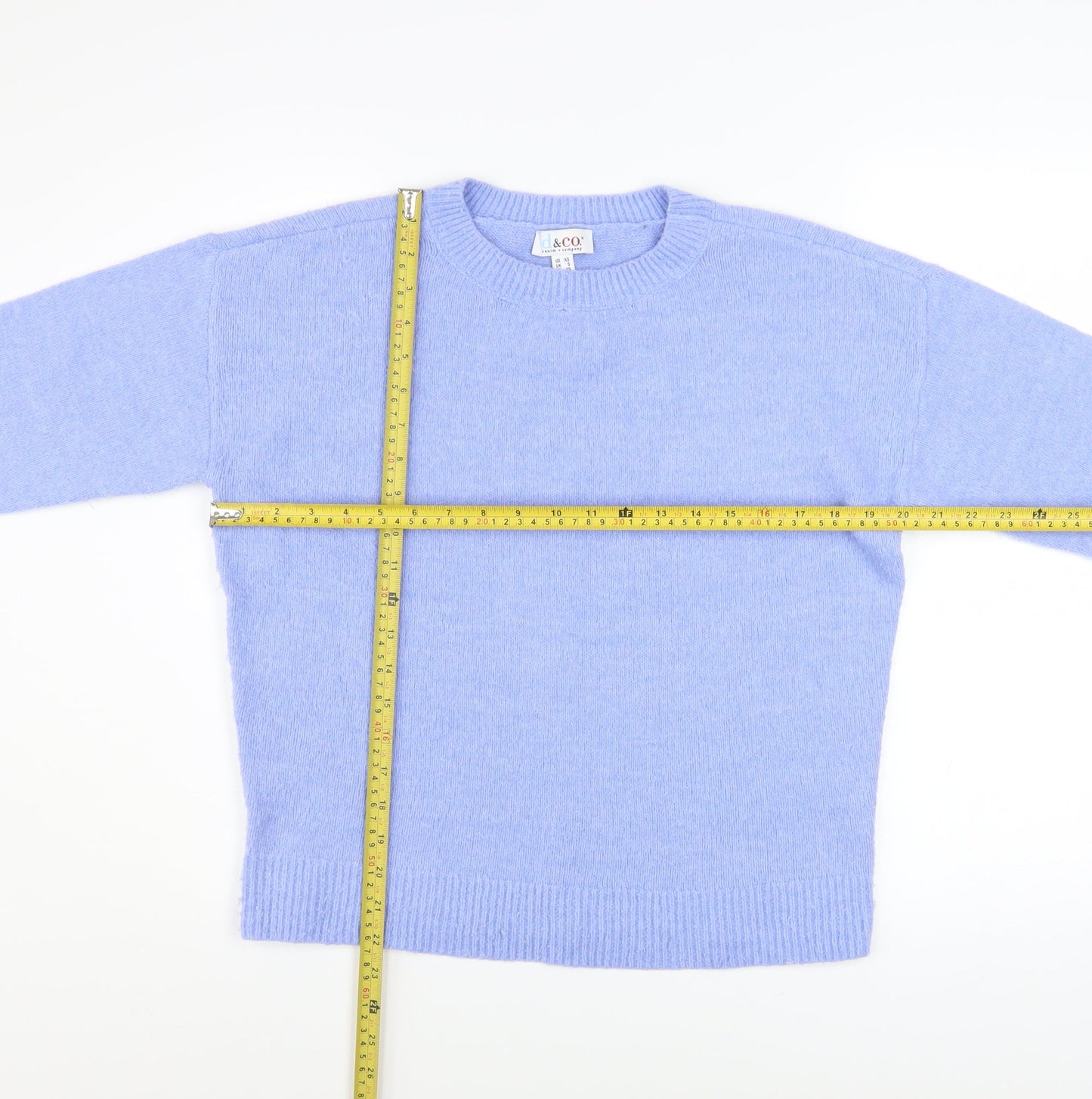 Denim & Co Women’s Blue Crew Neck Knit Jumper Size S