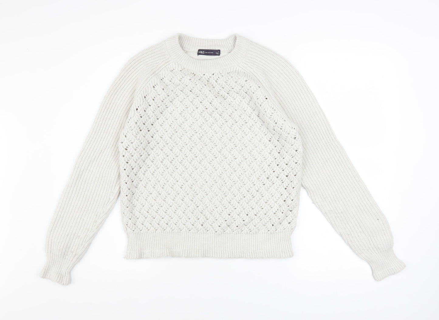 Marks and Spencer Women’s Ivory Knit Crew Neck Pullover Jumper Size S