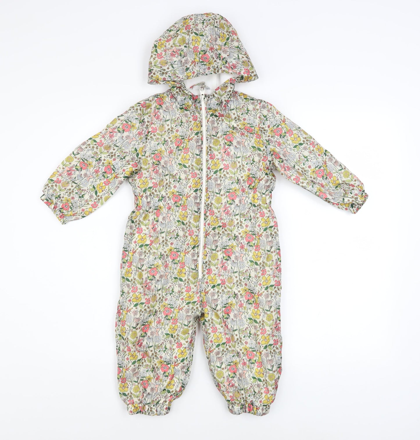 Tu Girls Multicoloured Floral Hooded Padded Snowsuit 2 Years