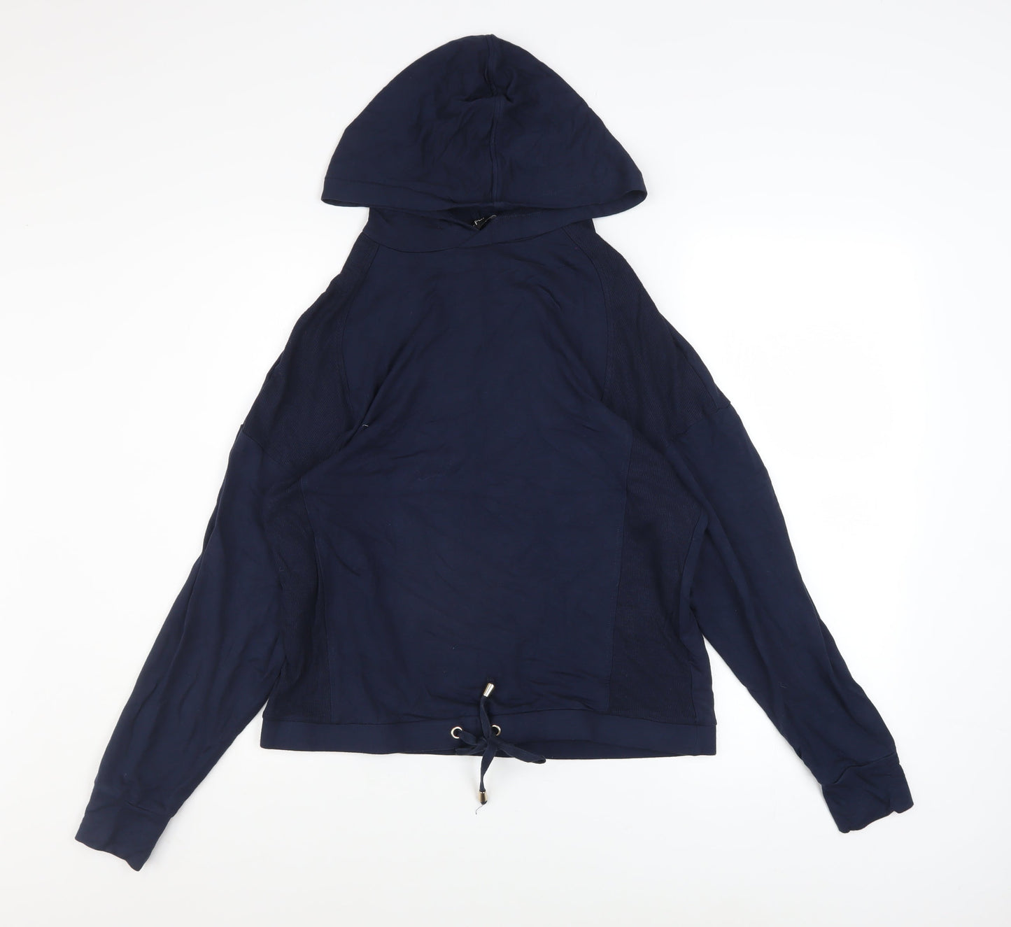 F&F Womens Navy Blue Hooded Pullover Hoodie UK 12 Viscose Blend