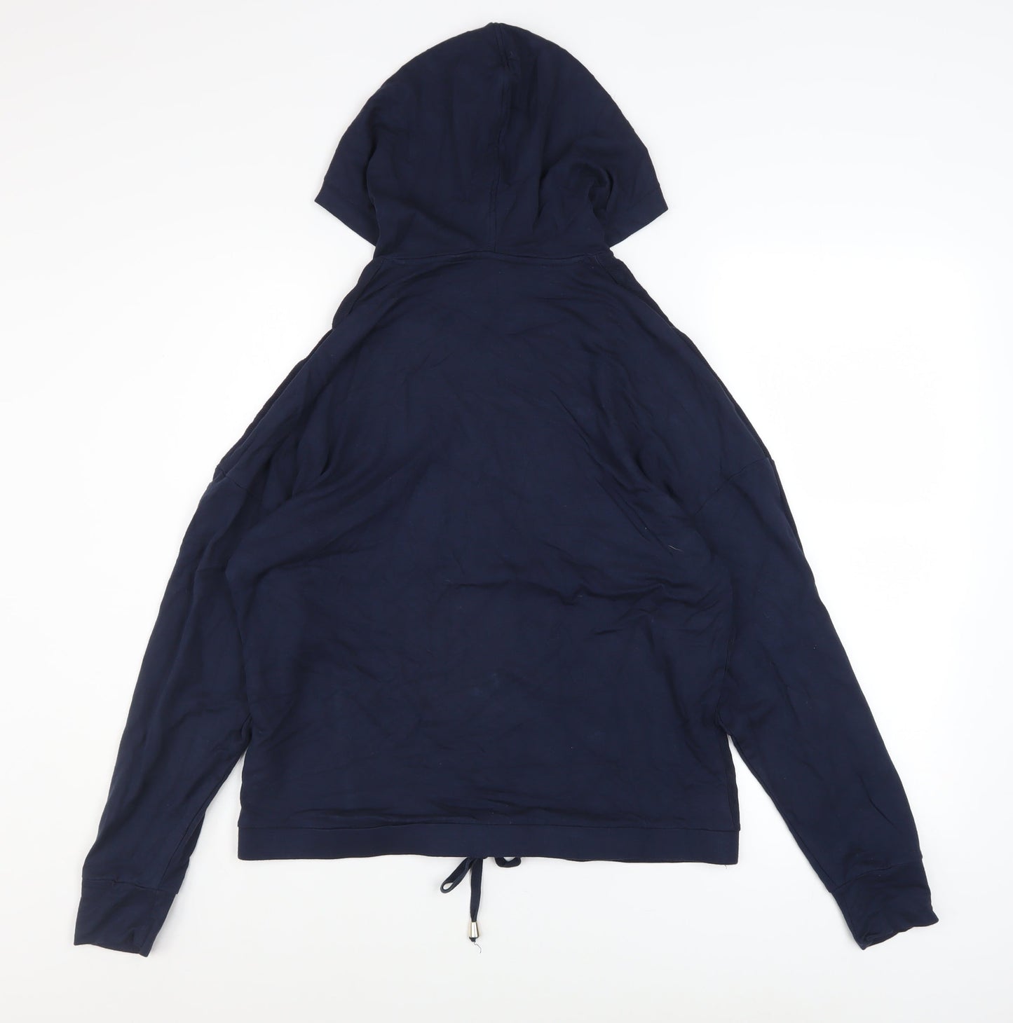 F&F Womens Navy Blue Hooded Pullover Hoodie UK 12 Viscose Blend