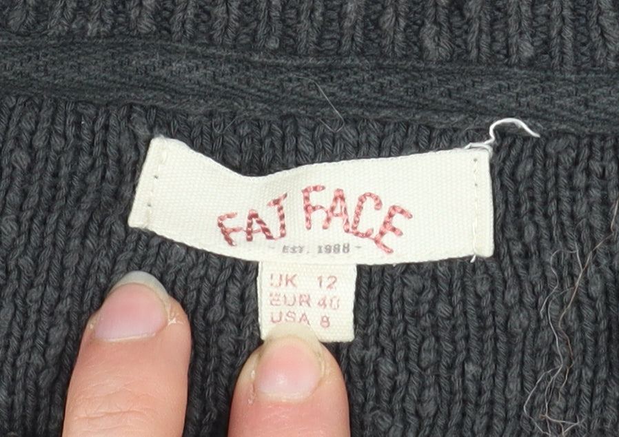 Fat Face Women’s Black Cotton Crew Neck Long Sleeve Jumper Size 12