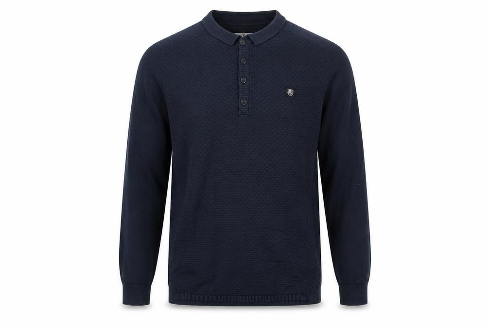 883 Police Men Blue Cotton Collared Henley Jumper Size L