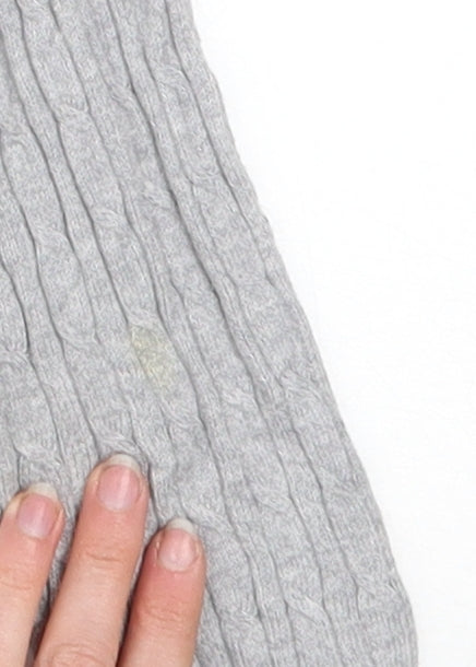 WoolOvers Mens Grey Cable-Knit Cotton Cashmere Jumper Size S