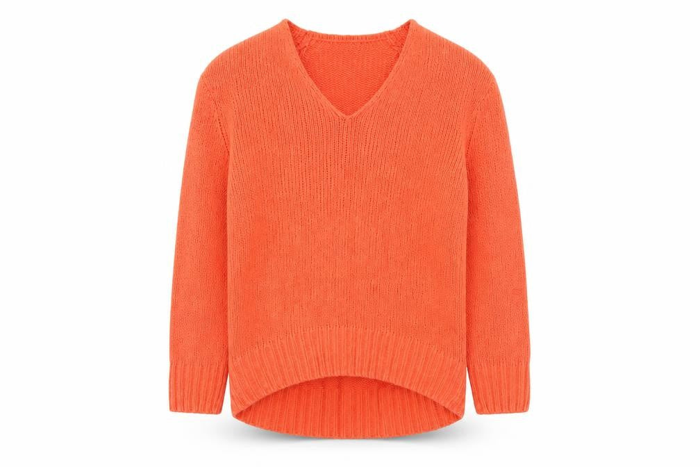 Marks & Spencer Women’s Orange V-Neck Knit Jumper Size S
