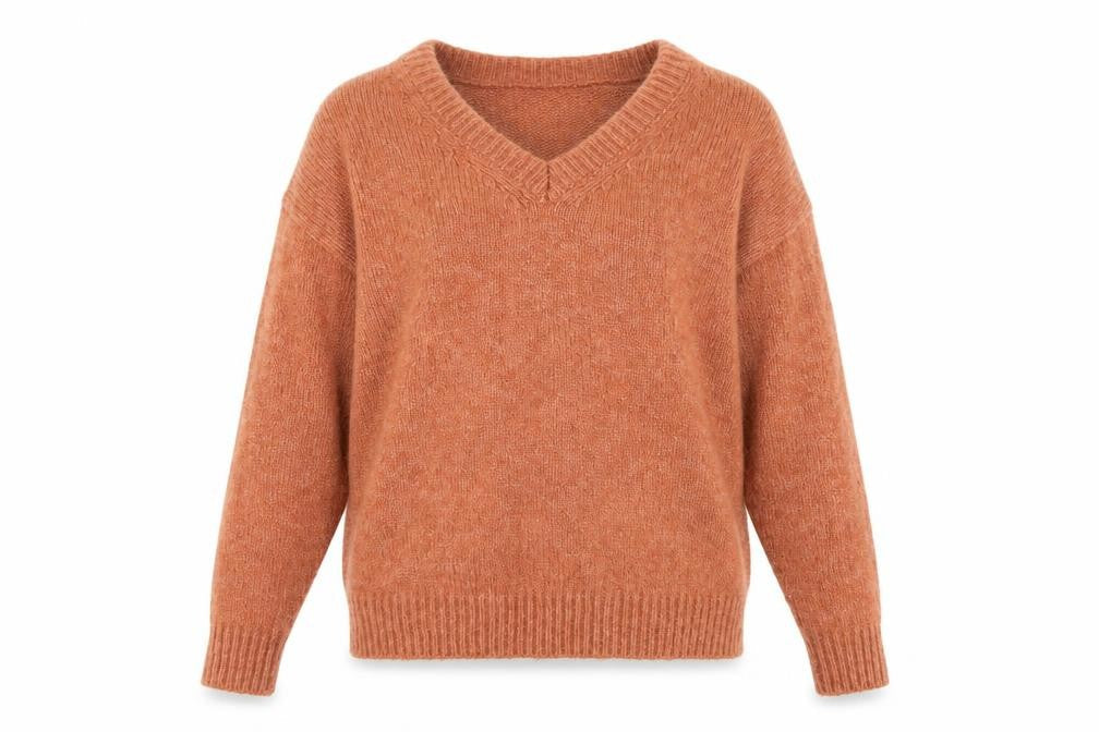 Primark Womens Brown V-Neck Knit Pullover Jumper XS