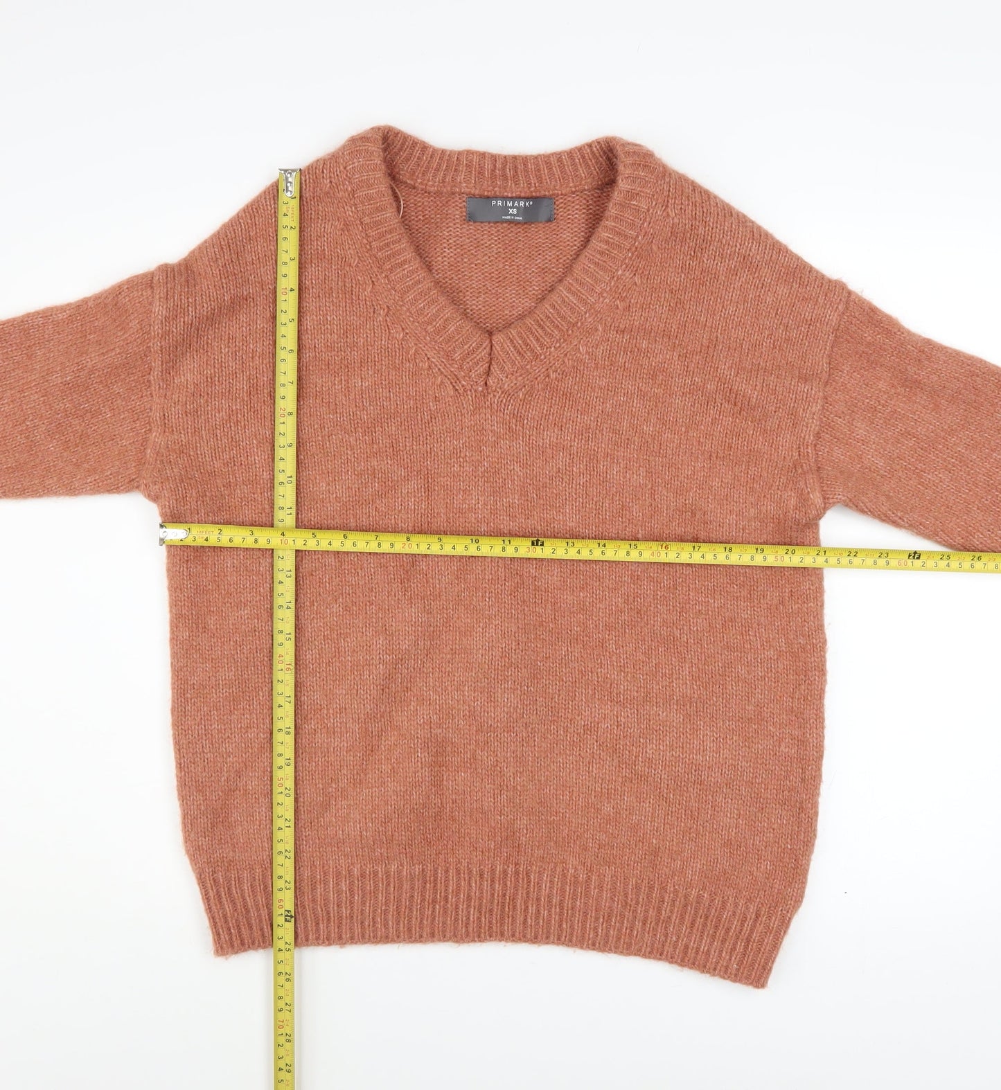 Primark Womens Brown V-Neck Knit Pullover Jumper XS