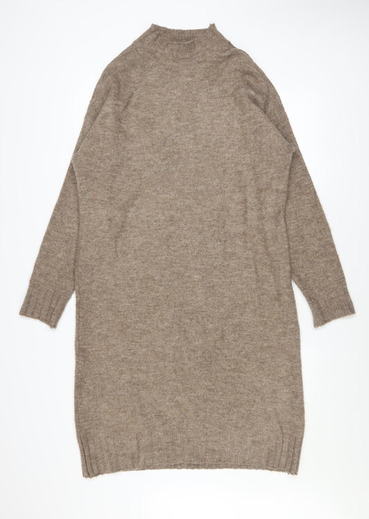 New Look Women’s Beige Jumper Dress Size S Long Sleeve Knitwear