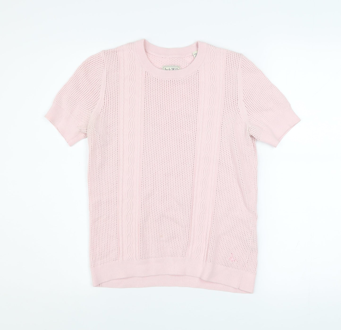 Jack Wills Women Pink Knit Short Sleeve Crew Neck Top Size 12