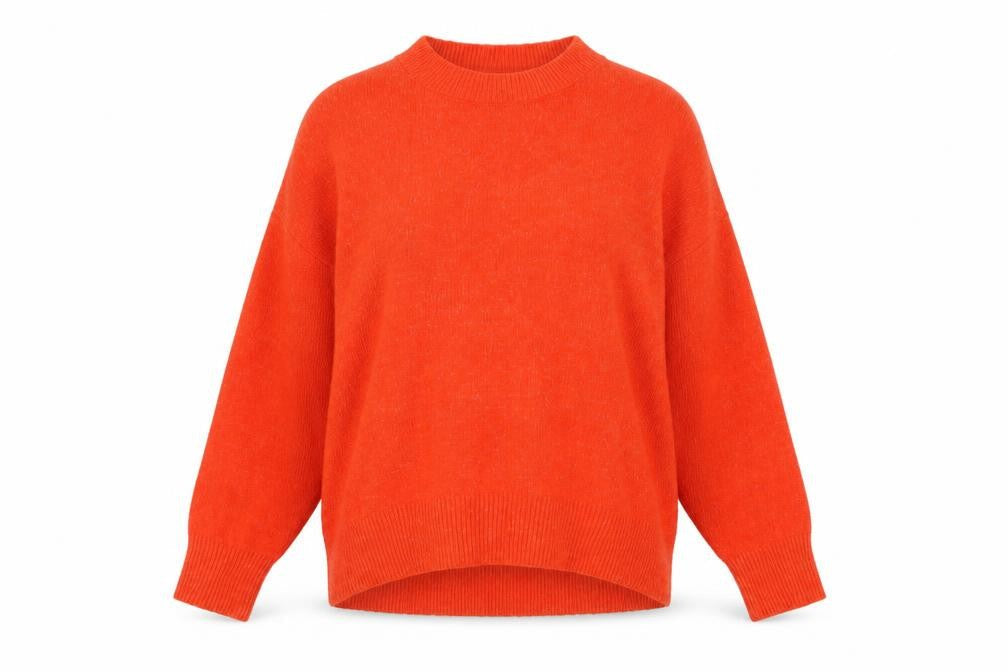 Primark Women's Orange Crew Neck Relaxed Fit Knit Jumper Size S 10/12