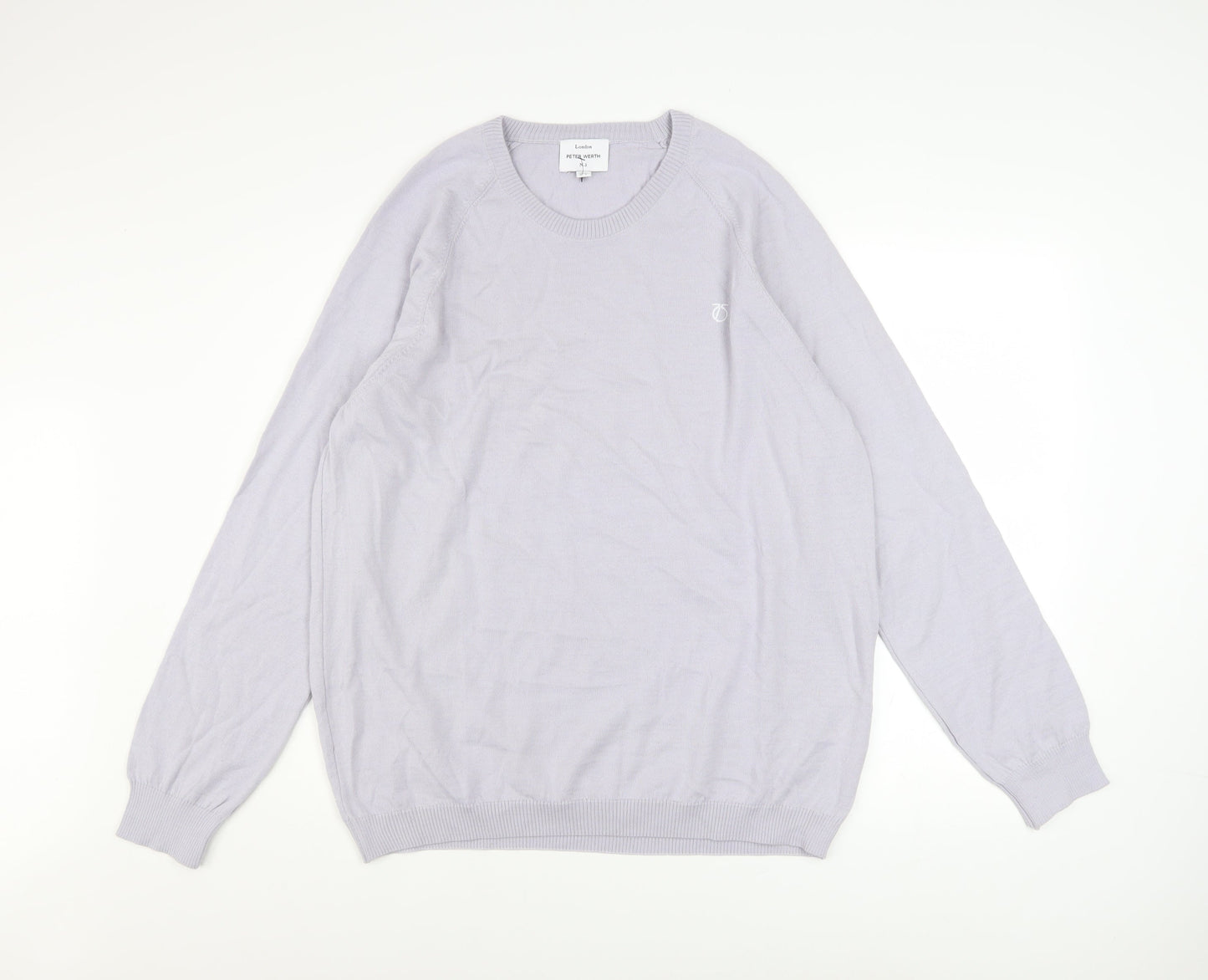 Peter Werth Men Grey XL Wool Blend Crew Neck Jumper