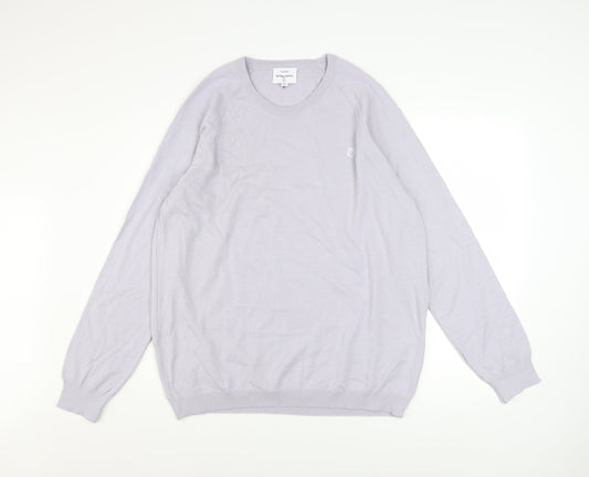 Peter Werth Men Grey XL Wool Blend Crew Neck Jumper
