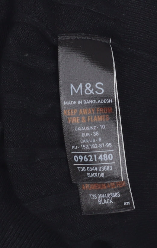 Marks and Spencer Women's Black Knit Blouse Size 10