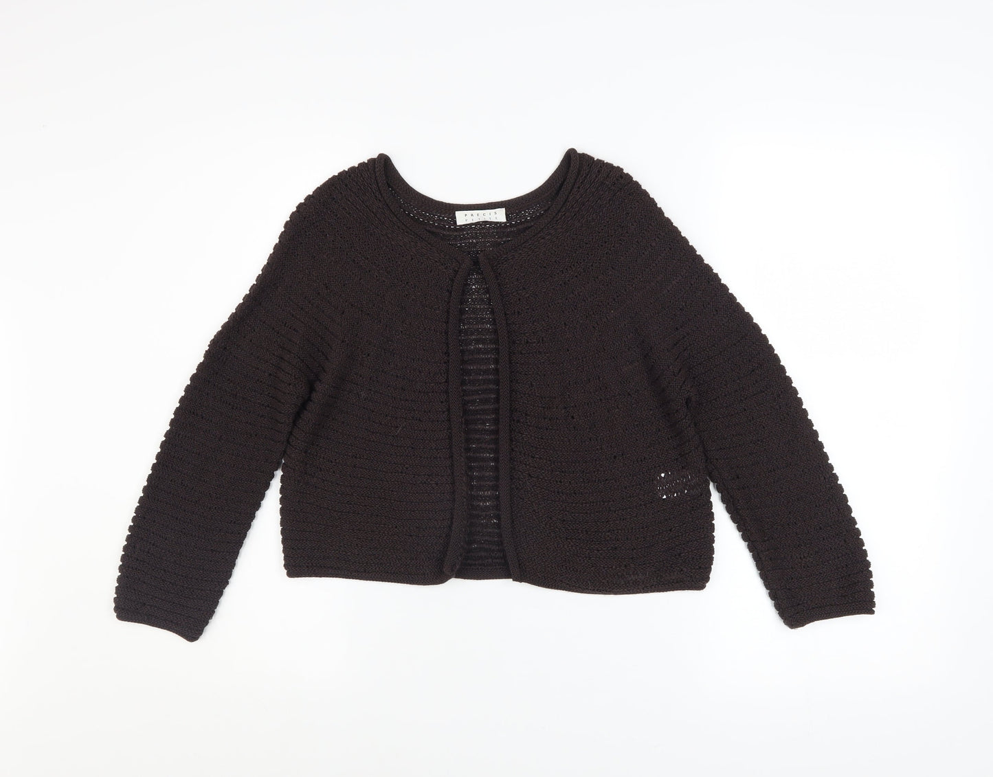 Precis Petite Women's Brown Open Knit Cardigan Size S Petite