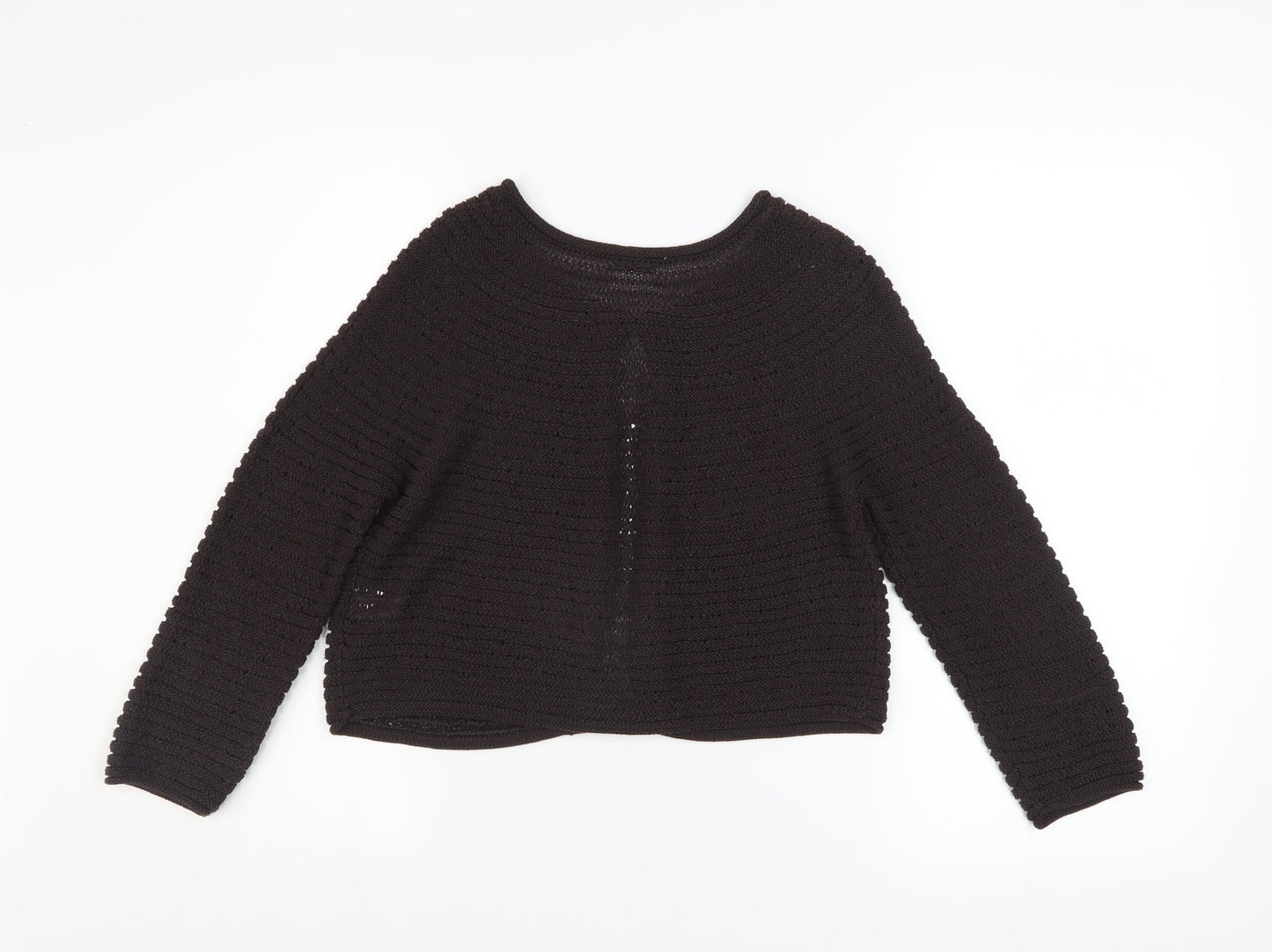 Precis Petite Women's Brown Open Knit Cardigan Size S Petite