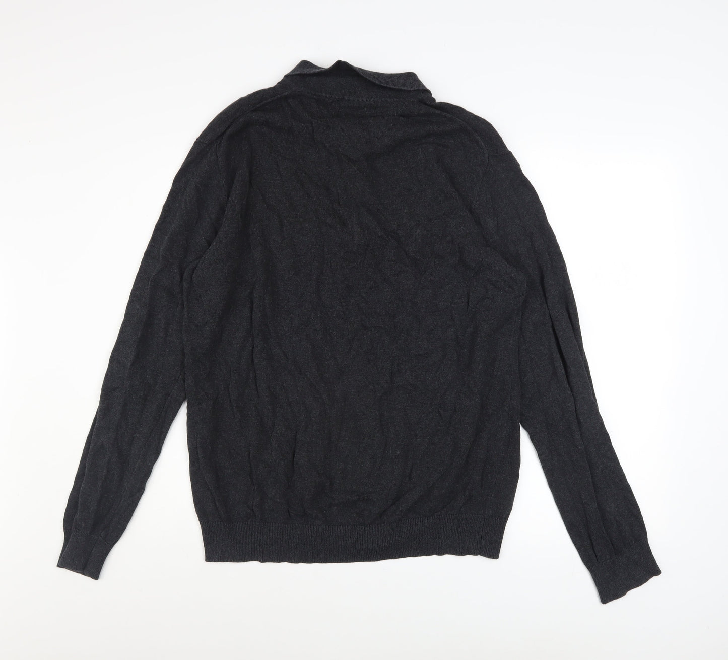 Peter Werth Men's Black Cotton Long Sleeve Button-Up Polo Shirt Size L