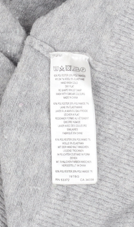 French Connection Men Grey High Neck Wool Blend Pullover Jumper Size M