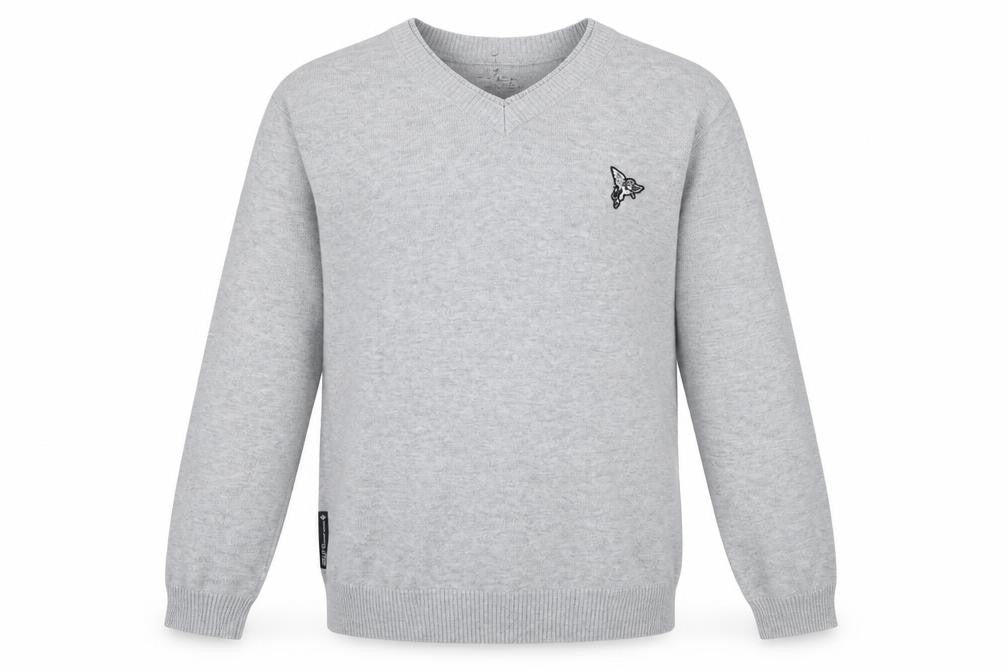 Henleys Men's Grey V-Neck Cotton Blend Pullover Jumper Size L