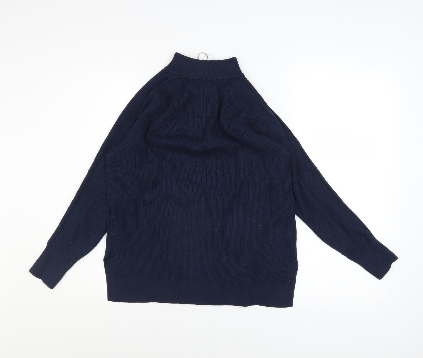 Marks and Spencer Womens Blue Knit 1/2 Zip High Neck Jumper Size M