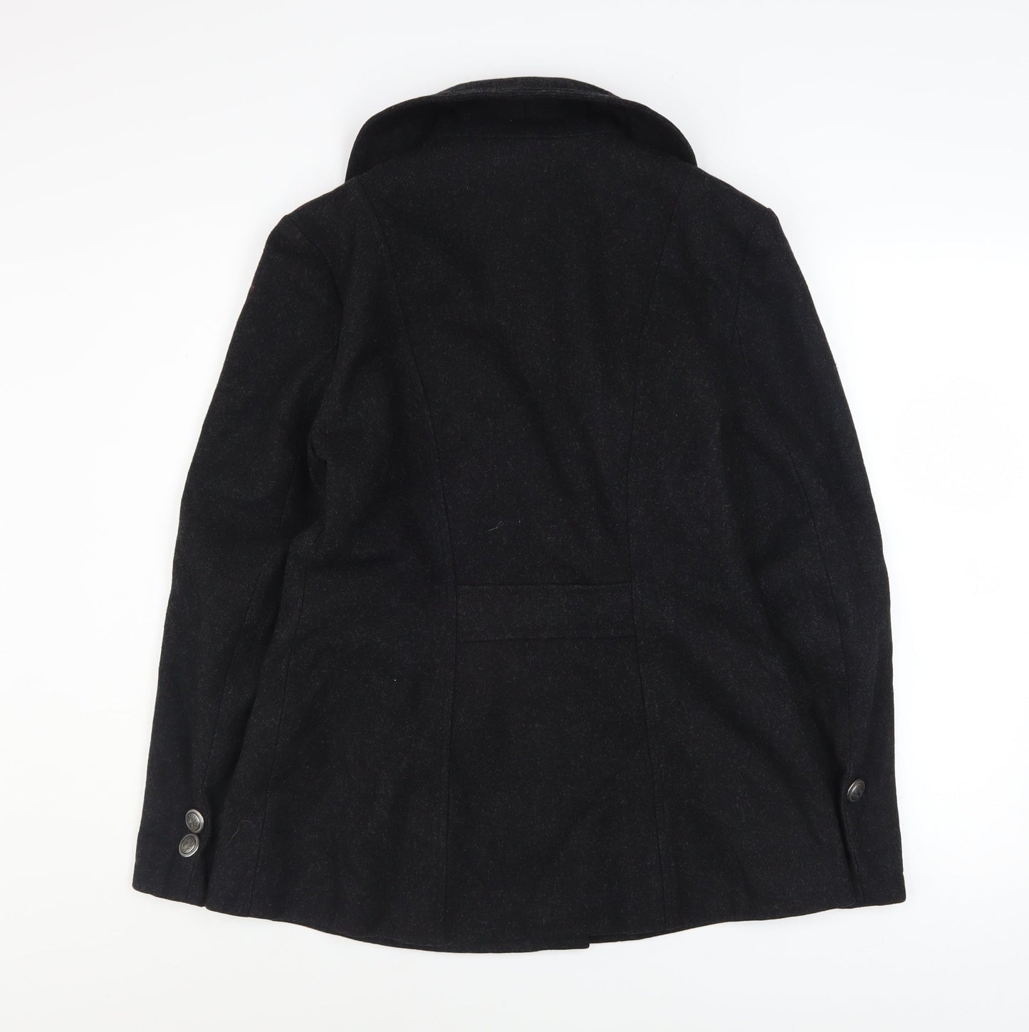 Etam Women’s Black Wool Pea Coat Medium Classic Double Breasted Jacket