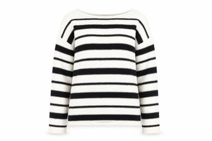 Marks & Spencer Women’s Ivory Black Striped Knit Jumper Medium