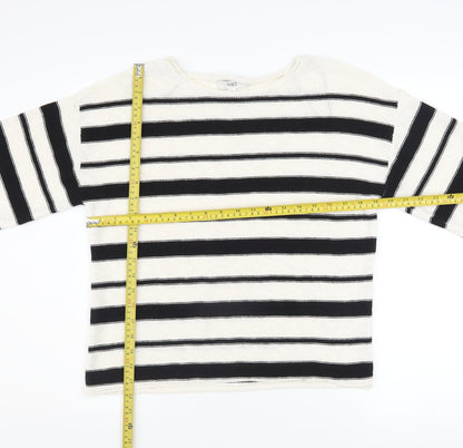 Marks & Spencer Women’s Ivory Black Striped Knit Jumper Medium