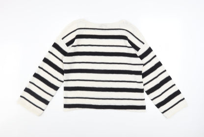 Marks & Spencer Women’s Ivory Black Striped Knit Jumper Medium