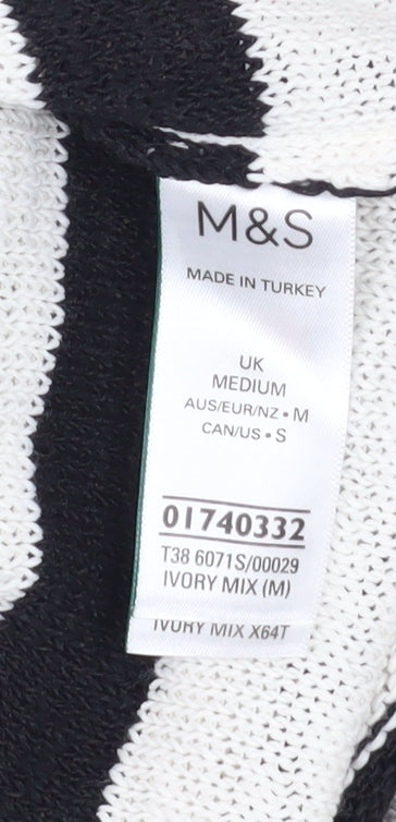 Marks & Spencer Women’s Ivory Black Striped Knit Jumper Medium