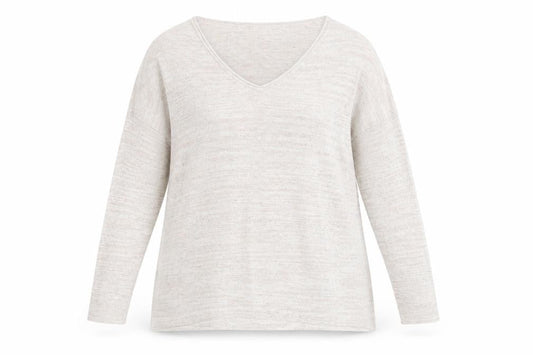 FatFace Women's Beige V-Neck Long Sleeve Cotton Blend Pullover Jumper Size 8