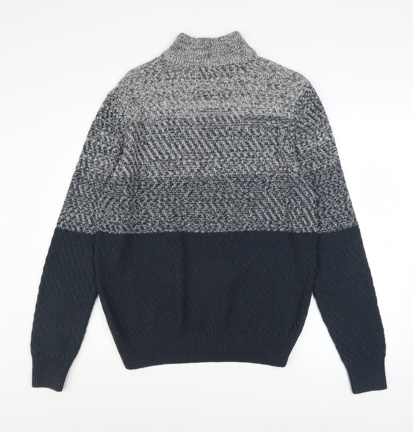 Tu Men's Grey Chunky Half Zip Knit Jumper M Regular Fit