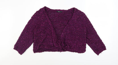Bonmarché Women's Purple Sequin Knit Cardigan M