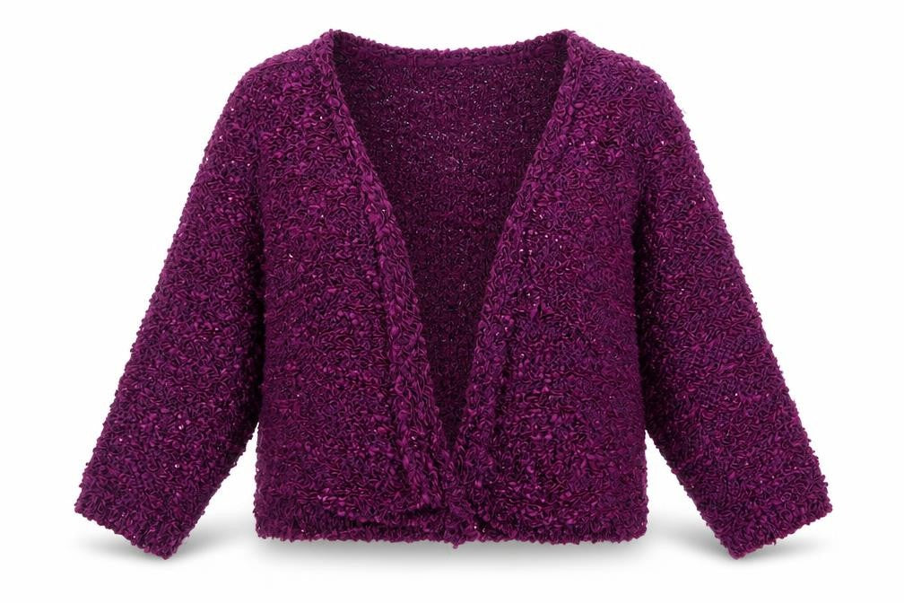 Bonmarché Women's Purple Sequin Knit Cardigan M