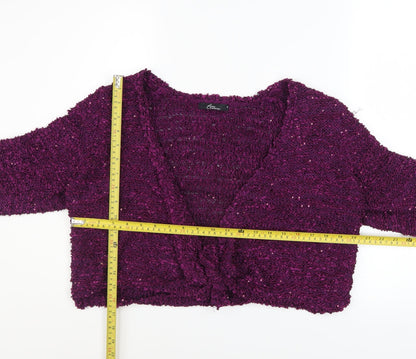 Bonmarché Women's Purple Sequin Knit Cardigan M
