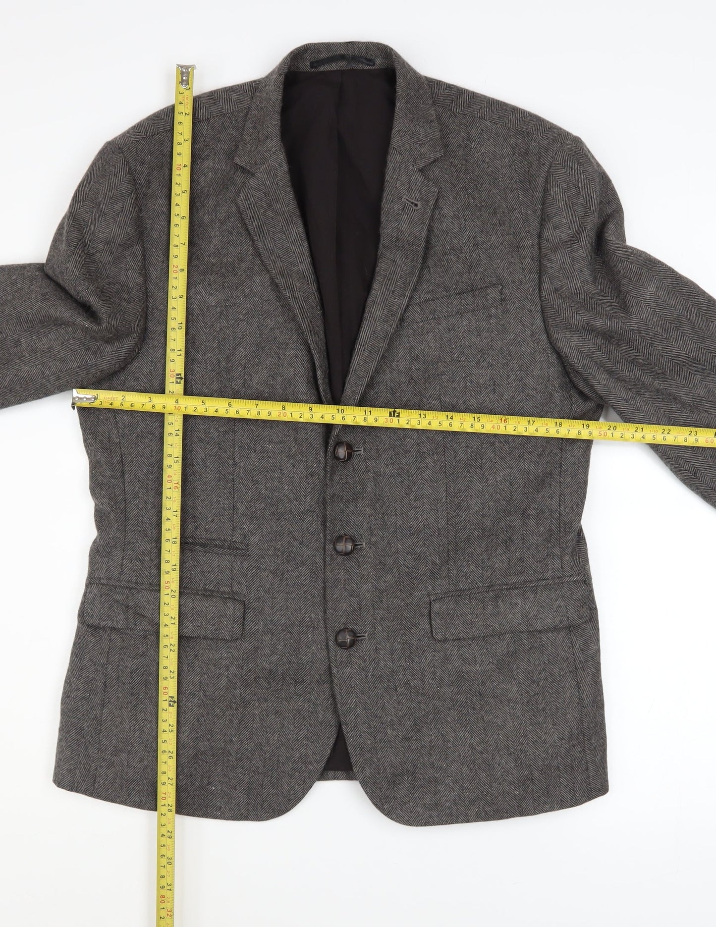 ASOS Women Grey Wool Blend Single-Breasted Blazer Jacket Size 40