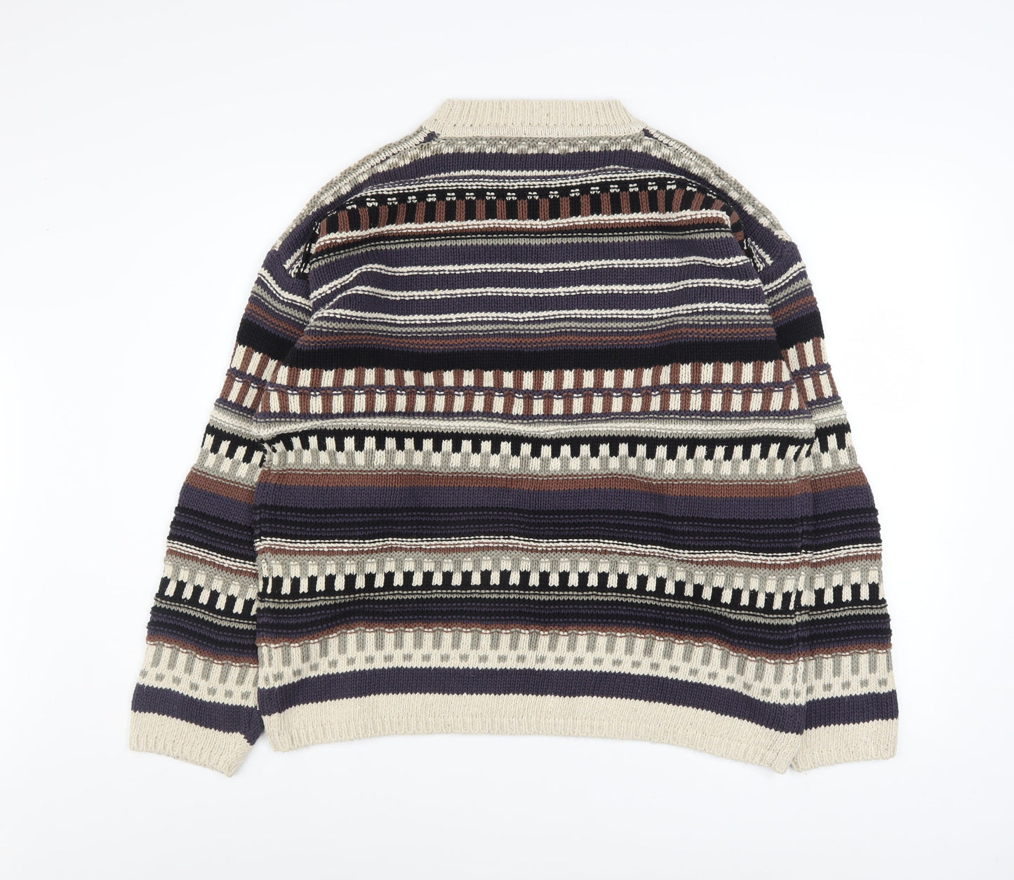 Burton Menswear Men's Multicoloured Striped Crew Neck Cotton Silk Jumper Size S