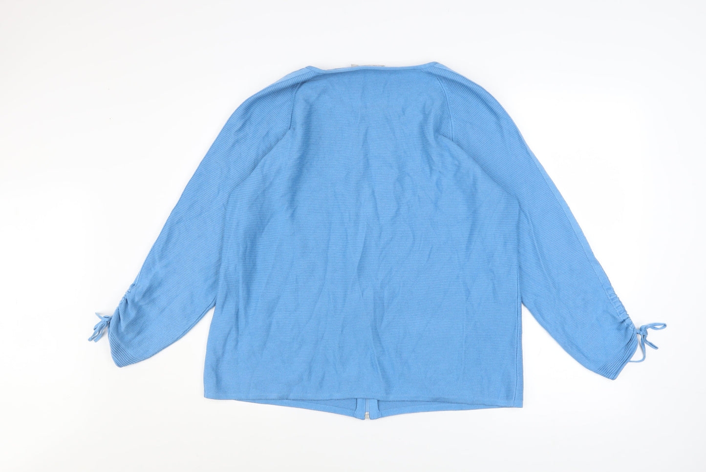 Rabe Women Blue Cotton Blend Zip Knit Jacket Size 18