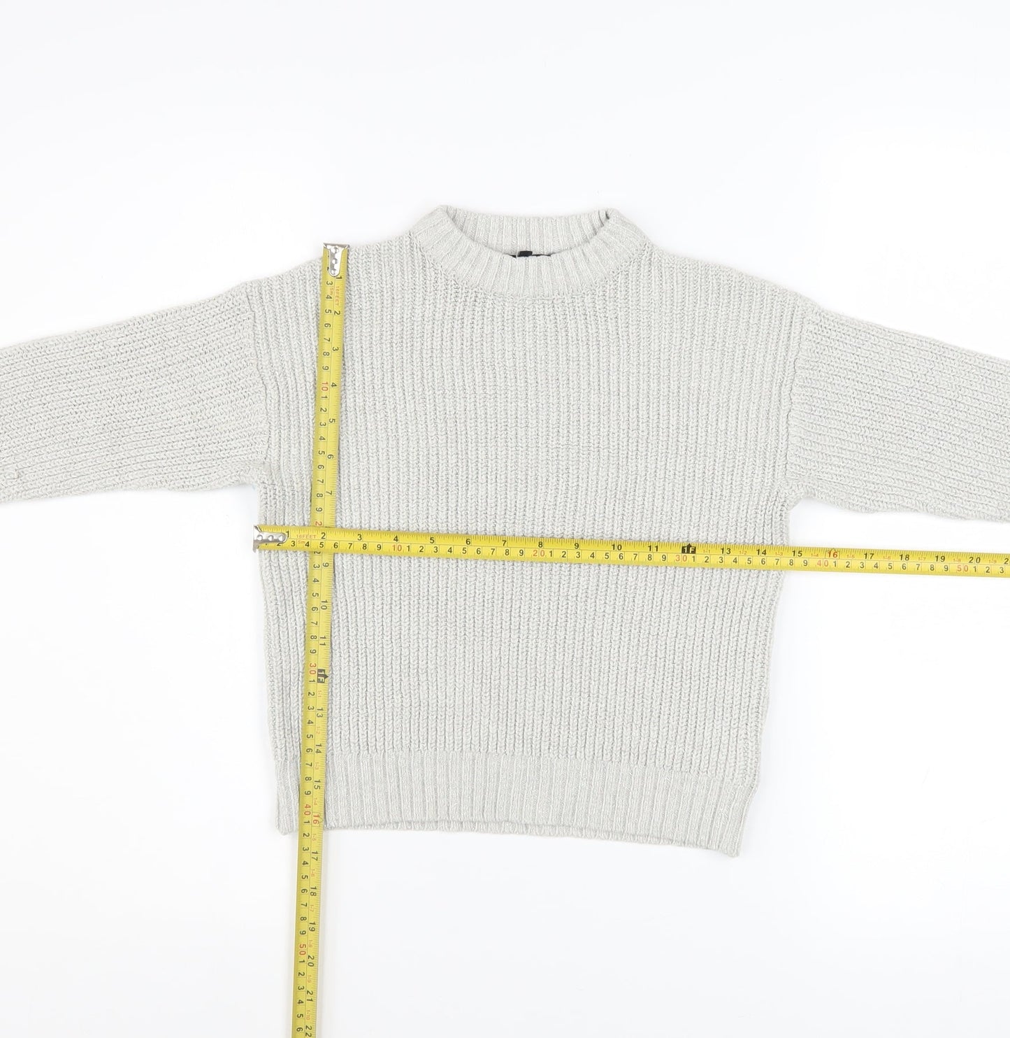 Mile End Girls Grey Metallic Knit Pullover Jumper Size 10