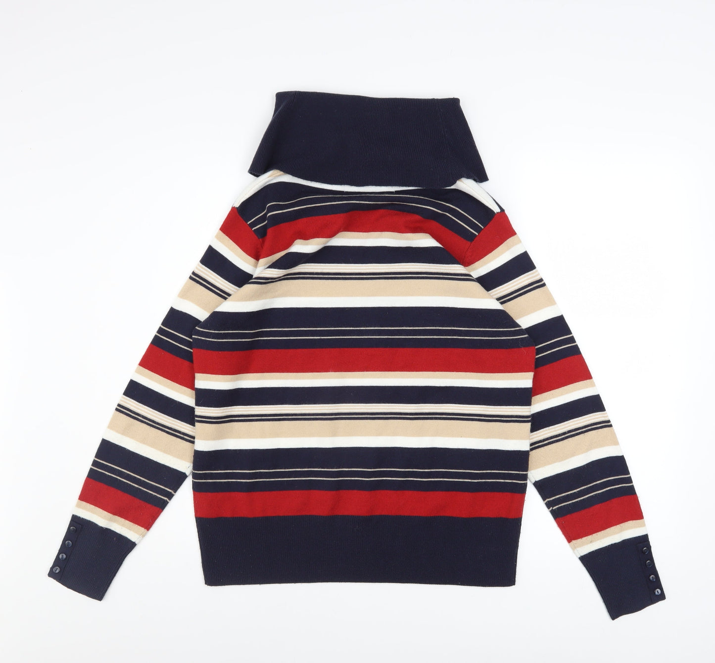 Isle Essentials Women’s Multicoloured Roll Neck Stripe Jumper Size M 14-16