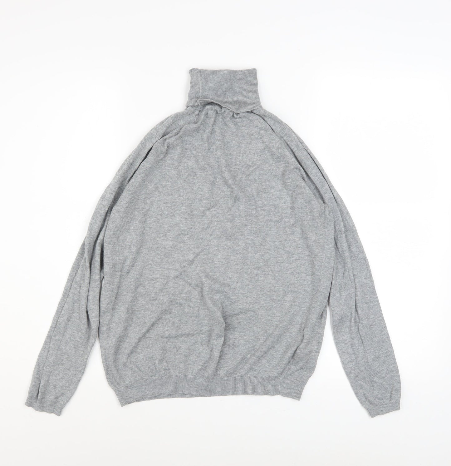 MANGO Womens Grey Roll Neck Cotton Blend Jumper Size 10