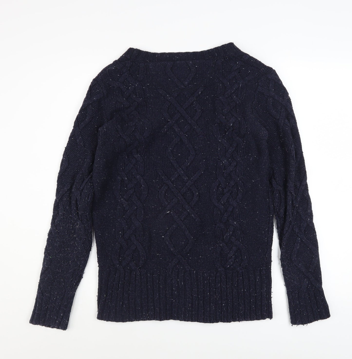 Superdry Women's Blue Cable Knit Wool Crew Neck Jumper Size M