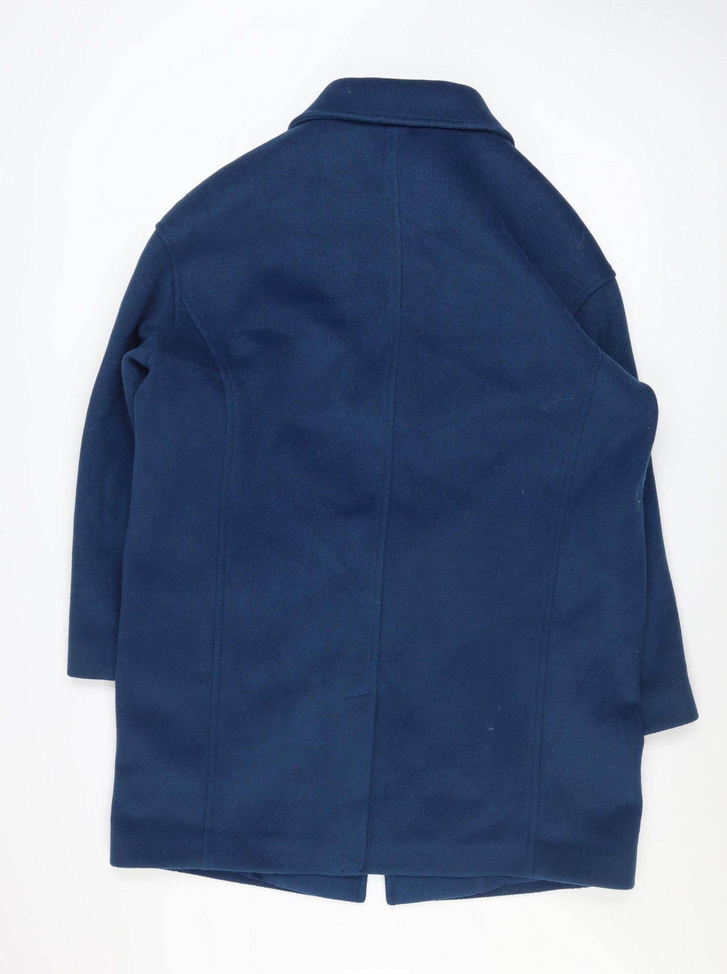 Marks and Spencer Women's Blue Wool Blend Mid-Length Overcoat Size 14