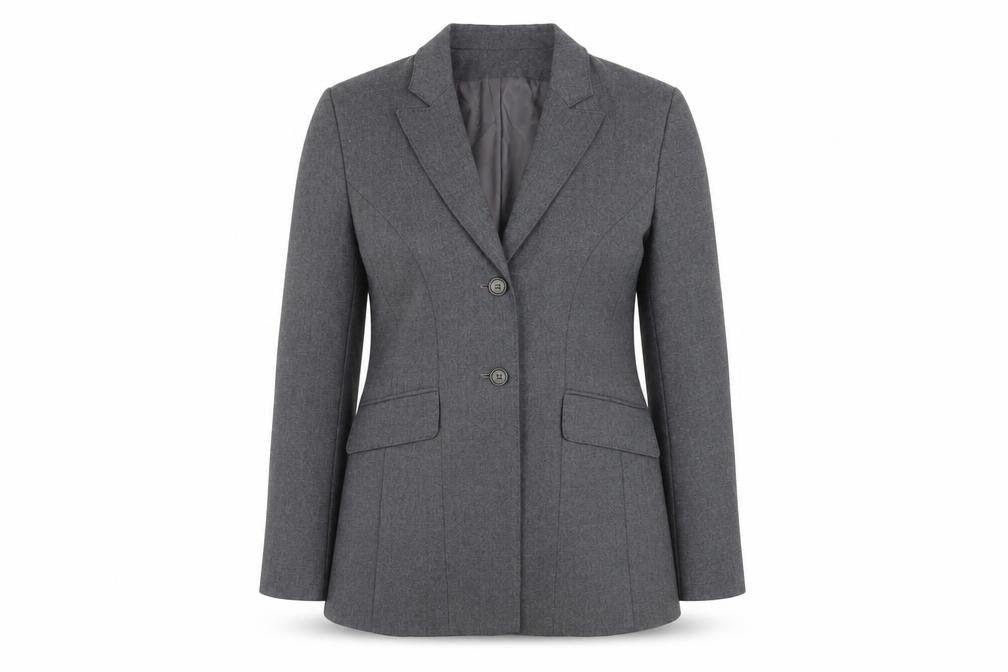 Press & Bastyan Women's Grey Size 14 Classic Two-Button Blazer