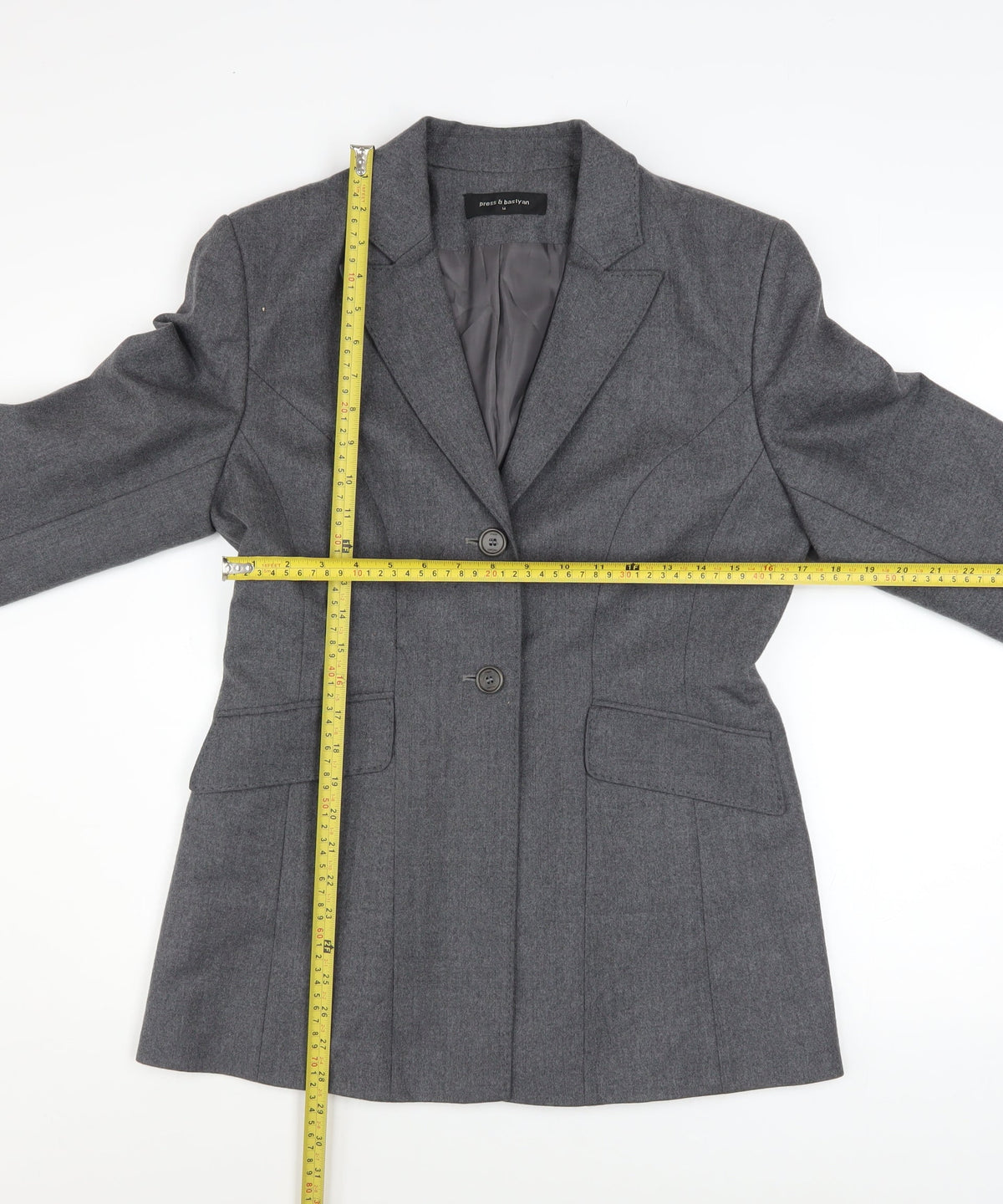 Press & Bastyan Women's Grey Size 14 Classic Two-Button Blazer
