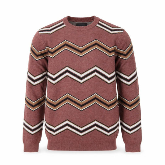 Front view of ASOS Men's Brown Geometric Crew Neck Cotton Jumper XS
