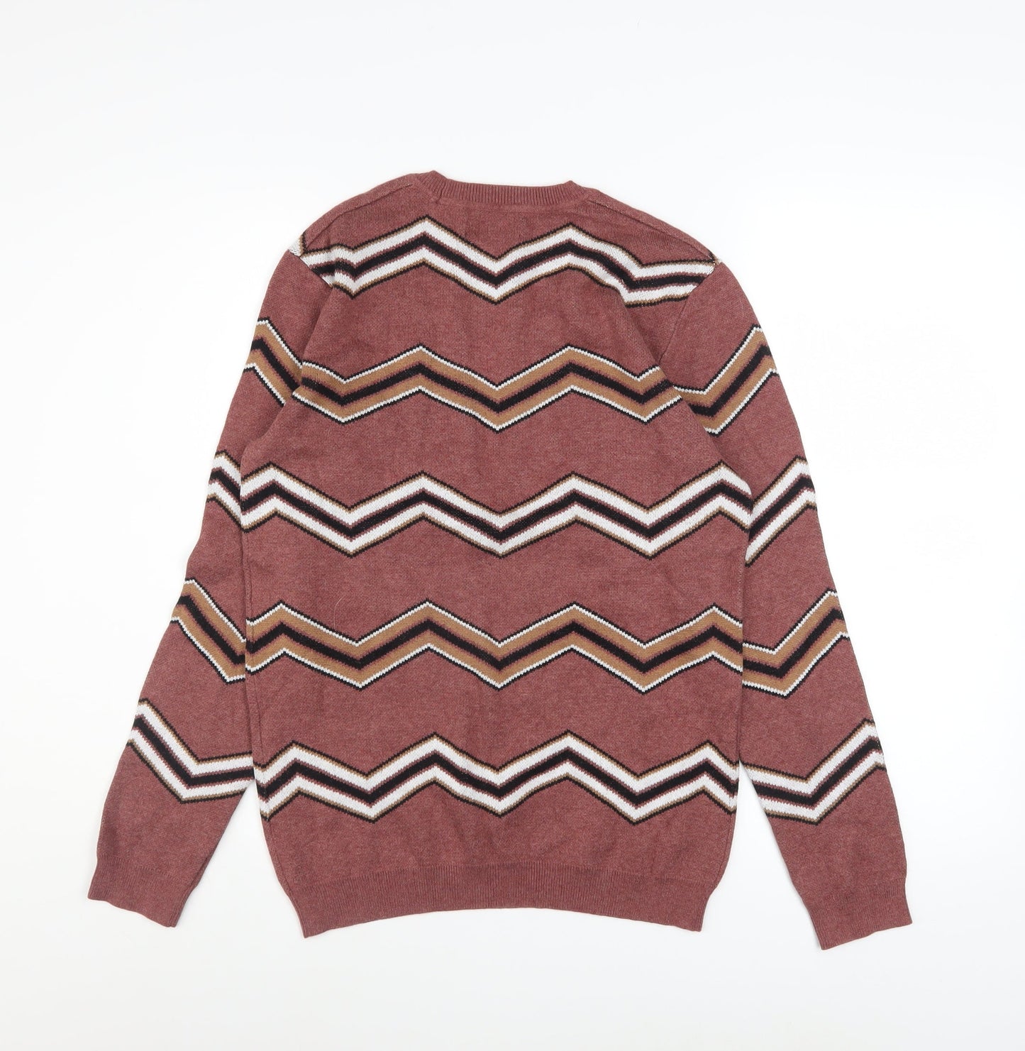 ASOS Men's Brown Geometric Crew Neck Cotton Jumper XS