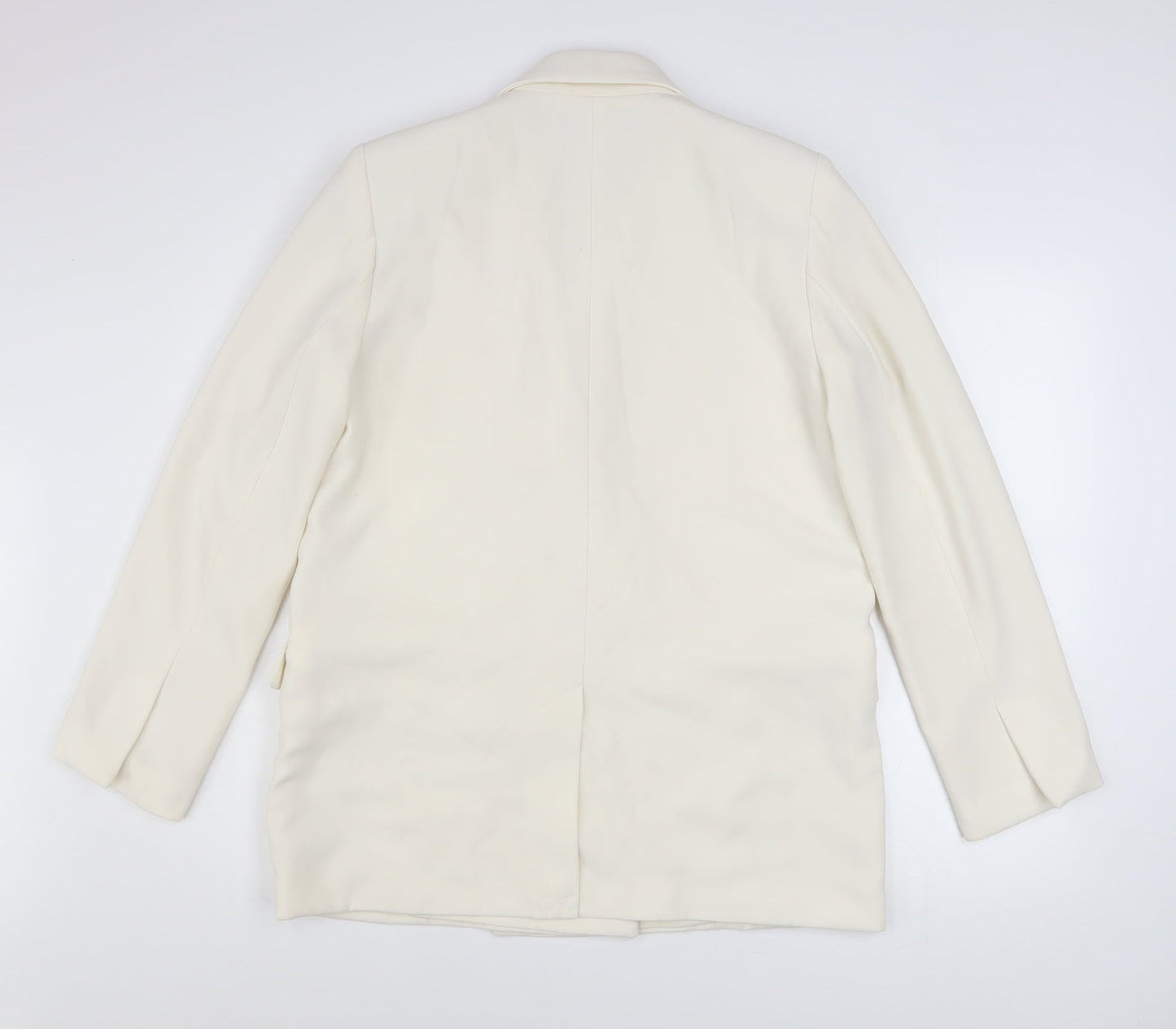 Zara Women’s Ivory Double-Breasted Blazer Jacket L Tailored Workwear