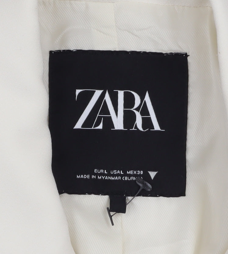 Zara Women’s Ivory Double-Breasted Blazer Jacket L Tailored Workwear